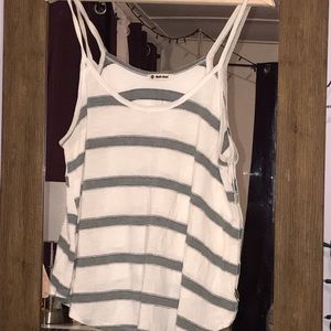 Gray and white thin strapped tank top striped